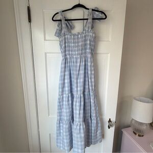 Red dress boutique Blue Plaid maxi Dress size medium